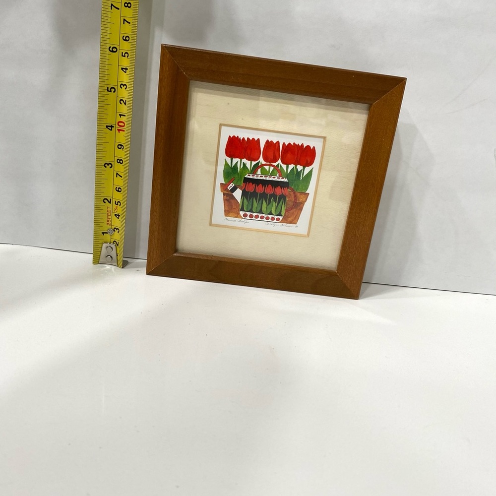 Frames- Wall Art set of 4 “Watering pot Flowers” watercolor art pictures. 6”X6”. - Picture 5 of 7